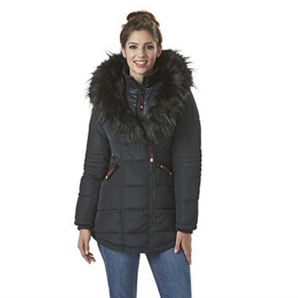 Women's Black Fur-Trimmed Jacket